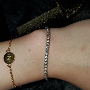 Ladies tennis style white tone bracelet